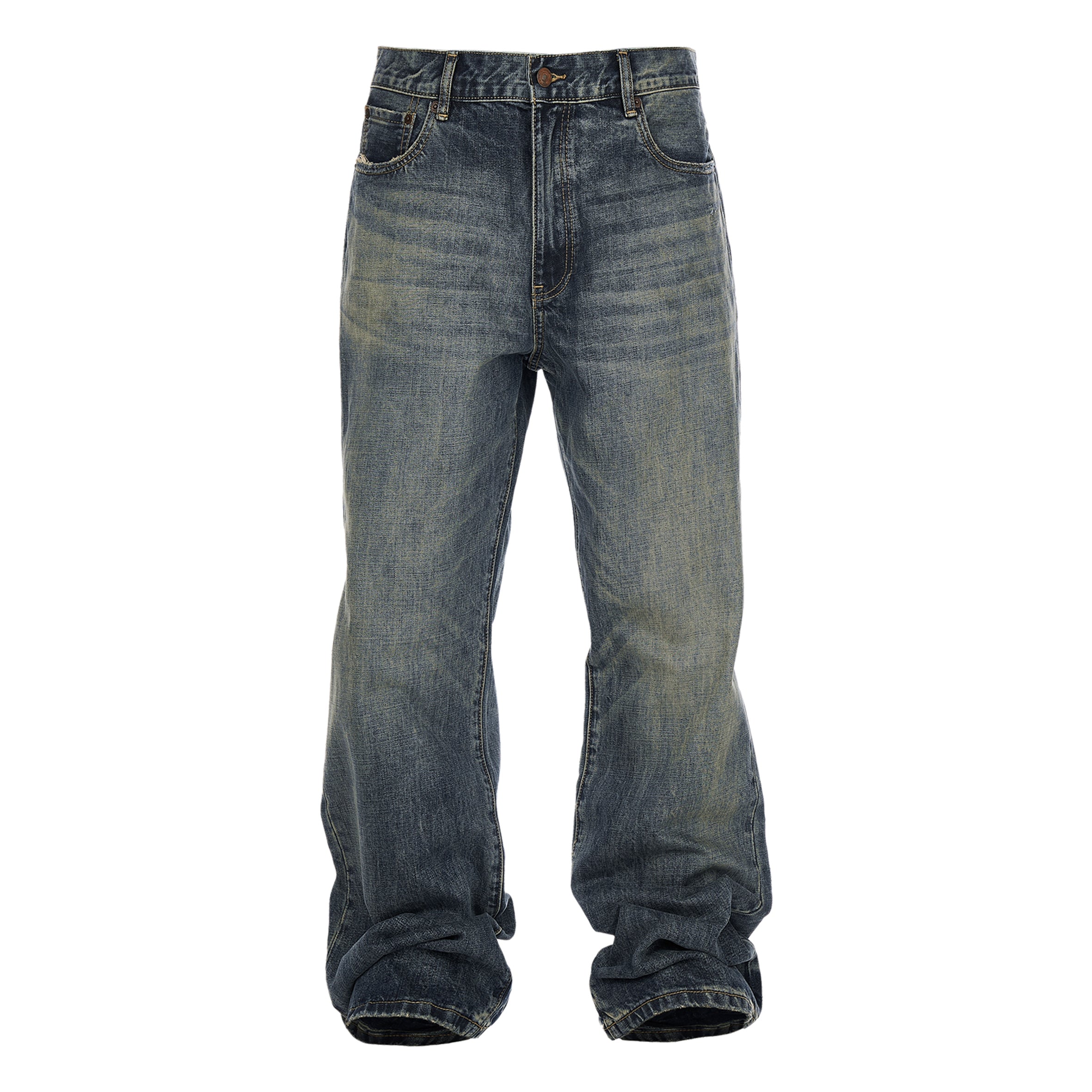 STEEPC Vintage Washed Cat Whisker Bootcut Jeans