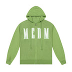MEDM Basic Embroidered Logo Zip Up Knit Hoodie