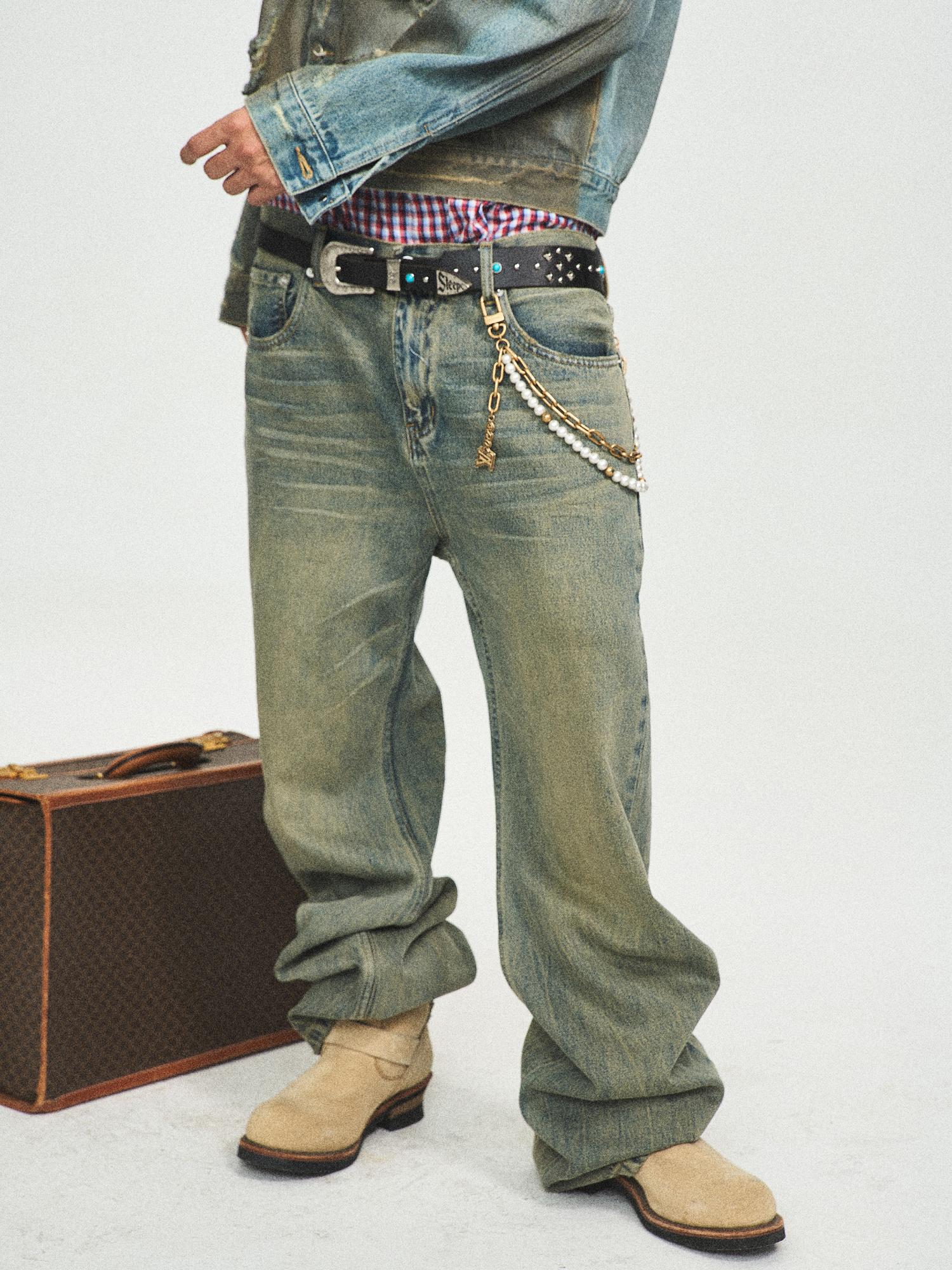STEEPC Turquoise Studded Tanned Leather Belt
