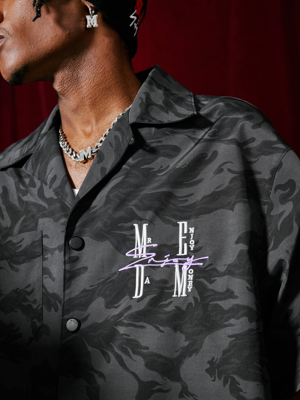 MEDM Nylon Camouflage Full Print Short Sleeved Shirt