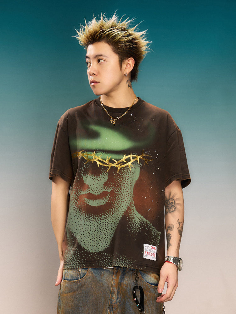 YADcrew “Northern Lights” Digital Printed Washed Spray Tee