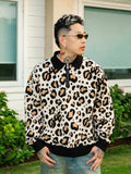 S45 Leopard Jacquard Polo Collar Knit Sweater