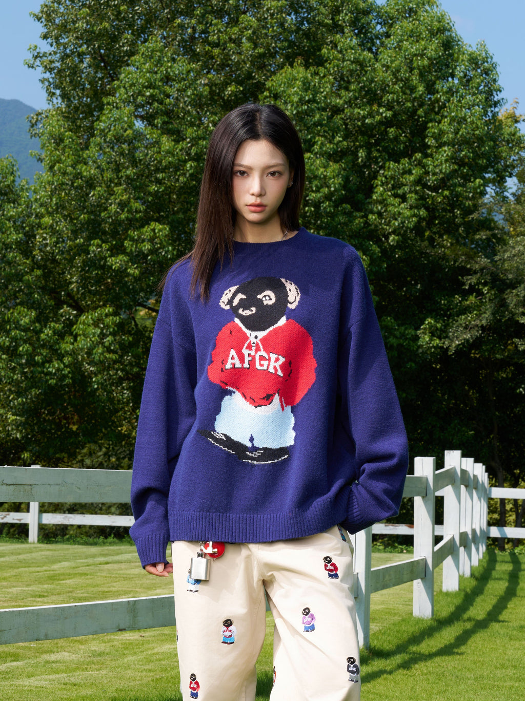 AFGK Bear Jacquard Knit Sweater