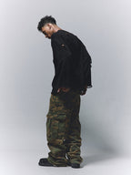 ANTIDOTE Camouflage Washed Hole Baggy Cargo Pants