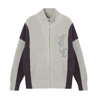 F2CE Contrast Color Stitching Zipper Cardigan