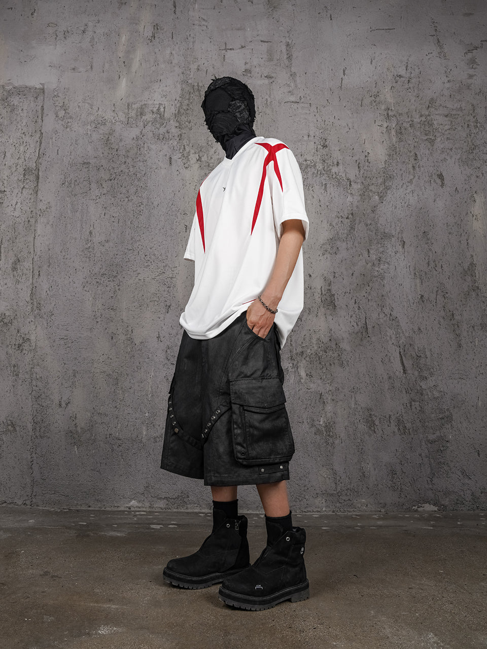 UNDERWATER Wax Bandage Multi Pocket Rivet Work Shorts