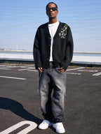 MEDM Flower Logo Embroidered Knit Cardigan