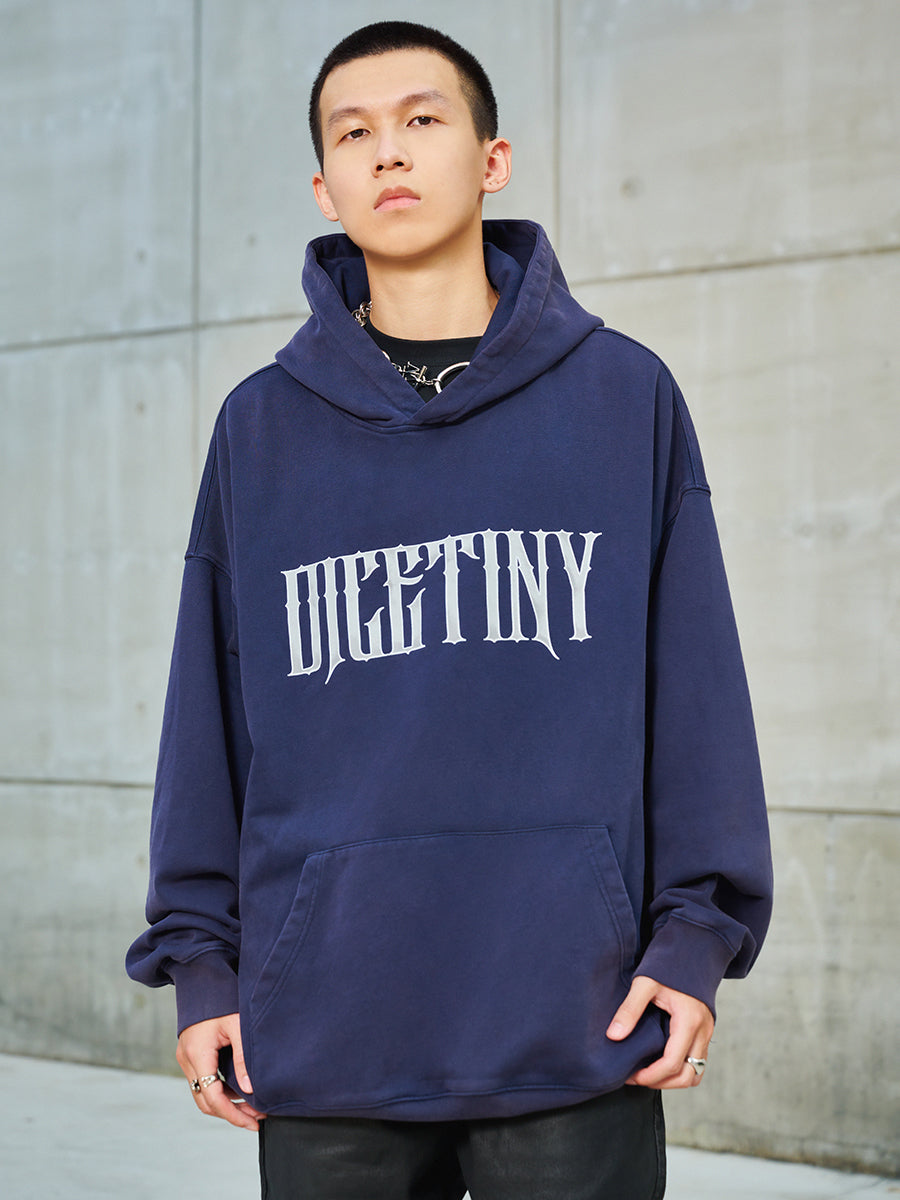 DICETINY Metal Font Logo Washed Hoodie