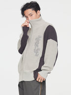 F2CE Contrast Color Stitching Zipper Cardigan