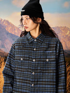 YADcrew Grid Textured Plaid Long Sleeve Shirt