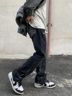 Cashew Flower Stitching Washed Flared Denim Jeans