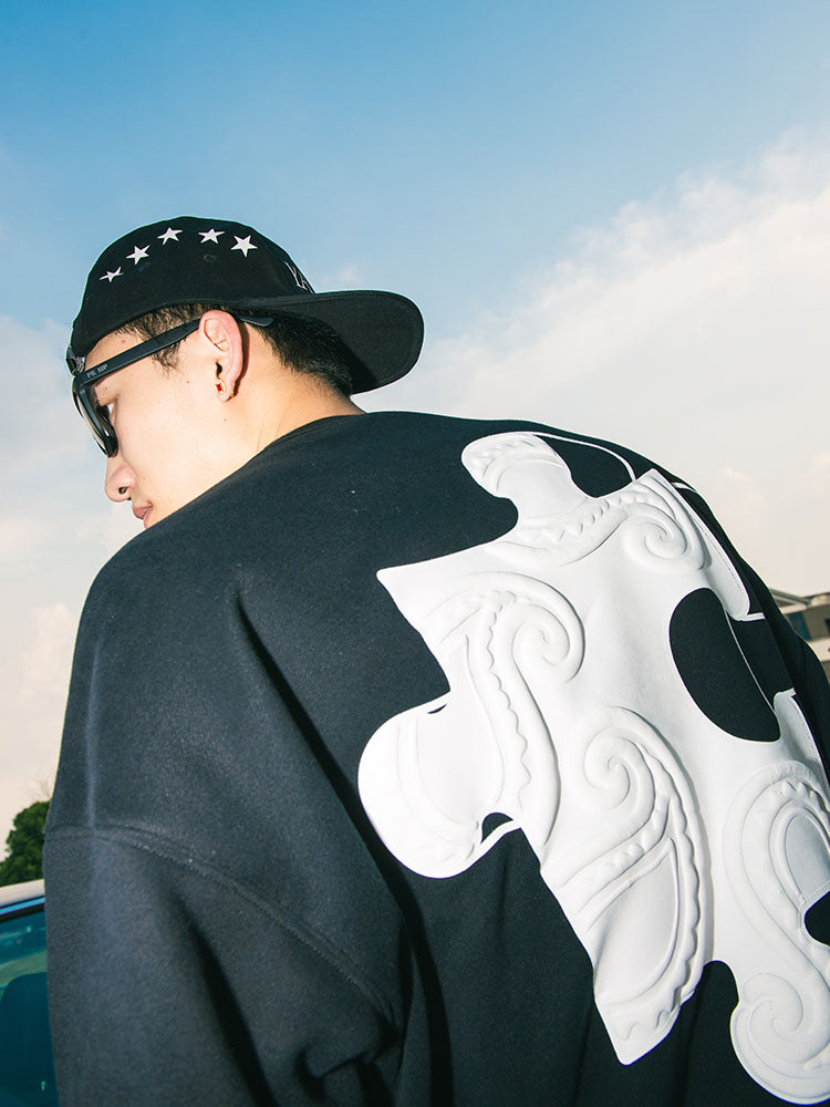 YADcrew Suede Foam Paisley Print Sweater