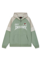DICETINY Rose Embroidery Logo Printed Zip Up Hoodie