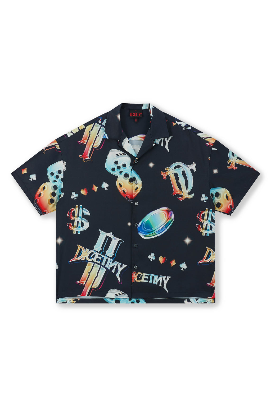 DICETINY Dice Logo Full Print Short Sleeved Cuban Shirt