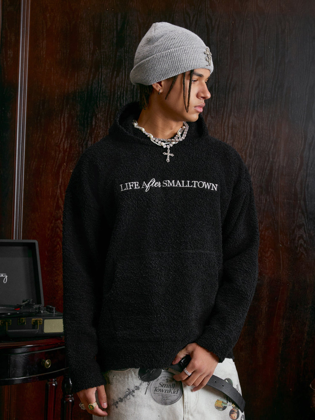 Small Town Kid Cross Logo Fleece Hoodie