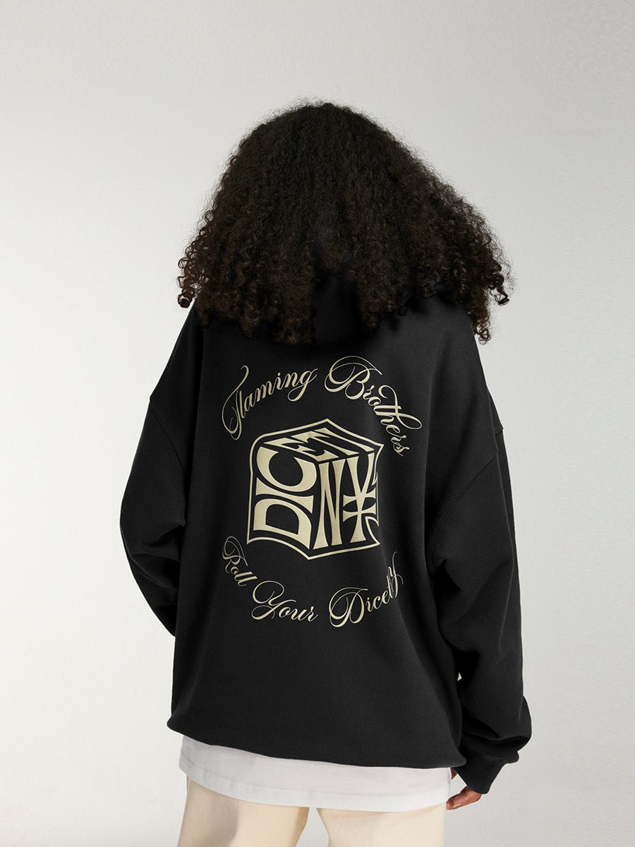 DICETINY Dice Roll Foam Letter Print Hoodie