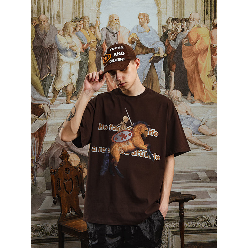 YADcrew Banner Skeleton War Horse Tee