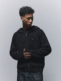 ANTIDOTE Washed Destruction Zip Up Knit Hoodie