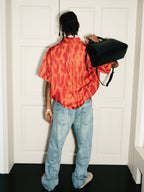 STEEPC Digital Full Print Orange Leopard Cuban Shirt