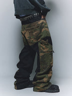 ANTIDOTE Camouflage Canvas Patchwork Baggy Pants