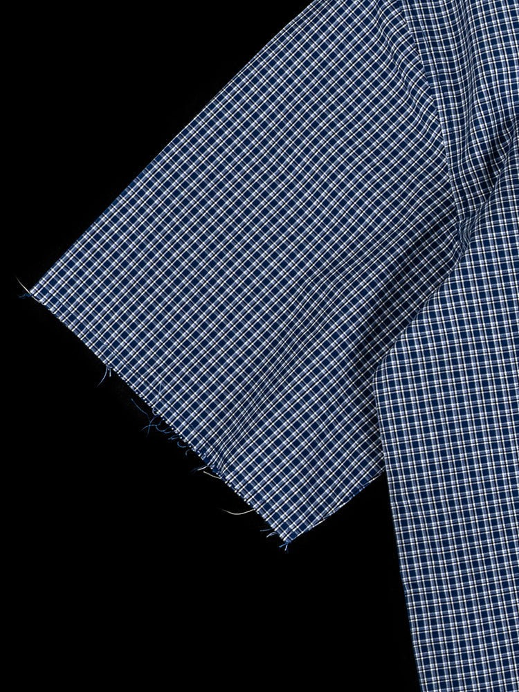 ANTIDOTE Plaid Lettering Print Short Sleeved Shirt