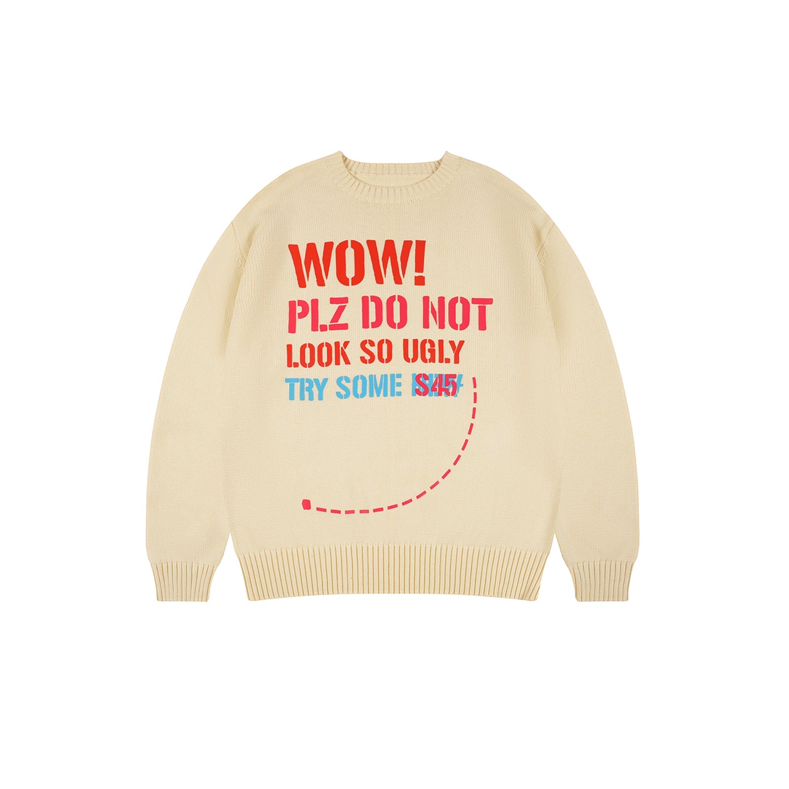 S45 Dotted Line Slogan Knit Sweater