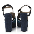 Suede Goatskin Calas Sandals 37.5 Vert Oxford Bleu Celeste Black