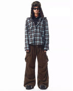 JHYQ Casual Basic Plaid Hooded Long Sleeved Shirt