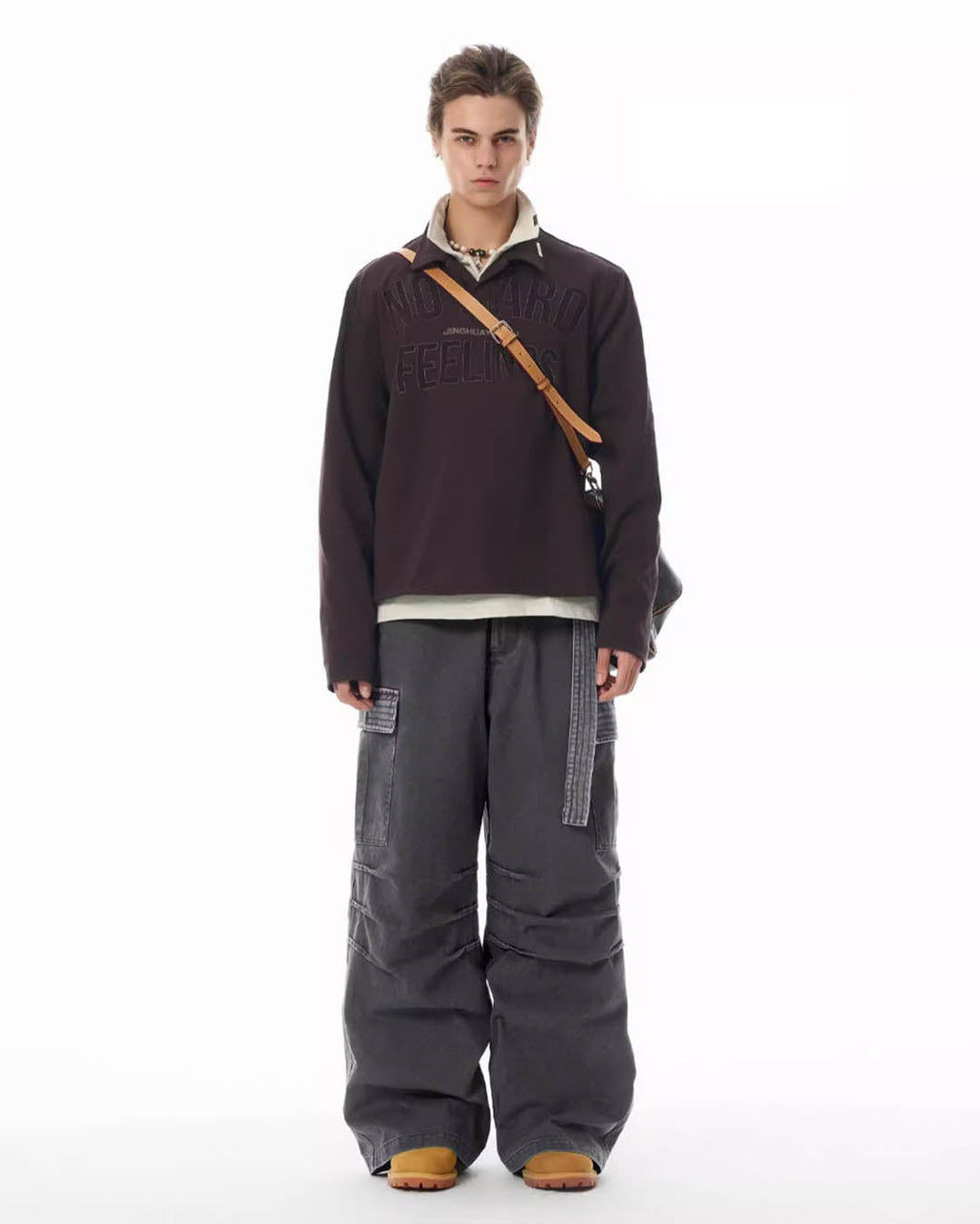 JHYQ Contrast Color Pleated Baggy Cargo Pants