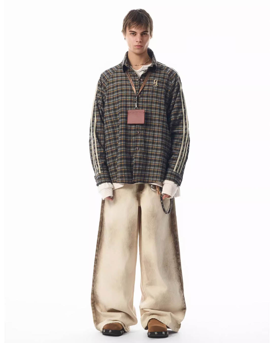 JHYQ Old Dirty Dyed White Baggy Jeans