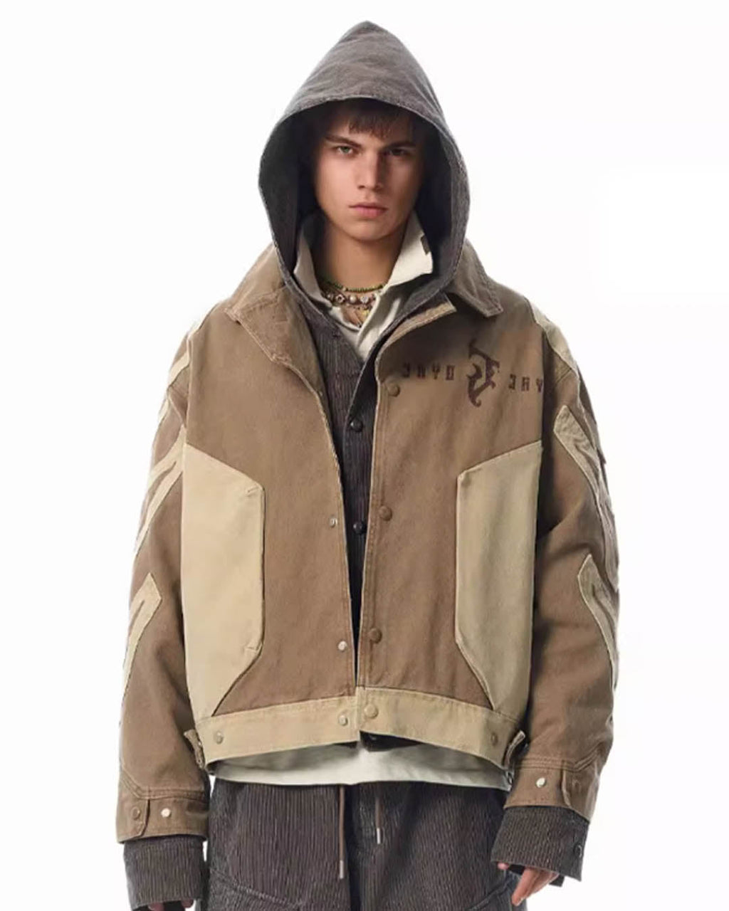 JHYQ Contrast Color Stitching Canvas Work Jacket