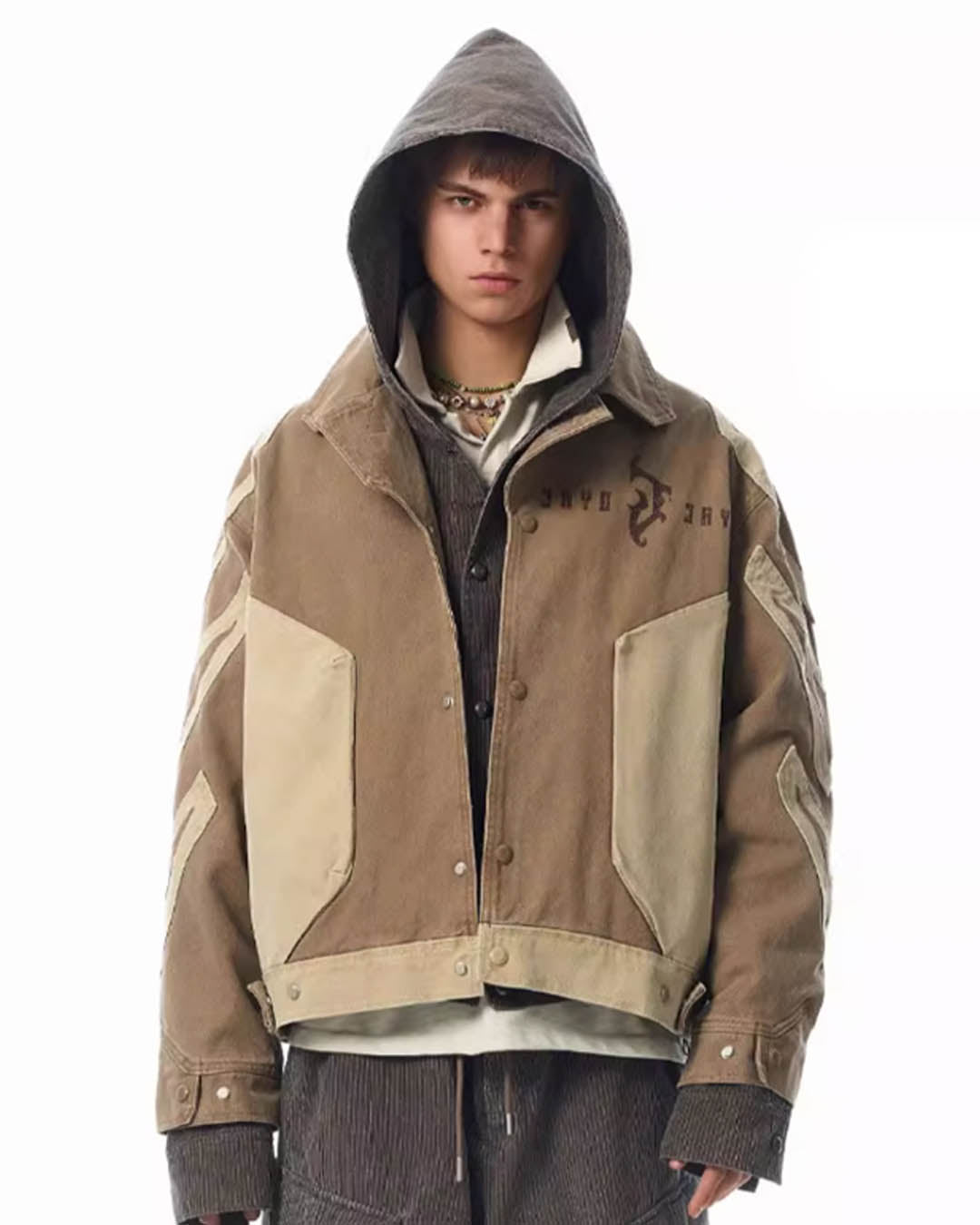 JHYQ Contrast Color Stitching Canvas Work Jacket