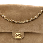 Suede Calfskin Souplissimo Maxi Flap Dark Beige
