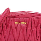 Vitello Lux Matelasse Zip Shoulder Bag Fuxia