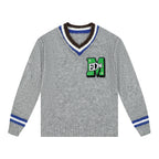 MEDM V Neck Logo Knit Sweater