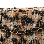 Tweed Mixed Fibers Leopard Print Small Souplissimo Maxi Flap Brown Black White