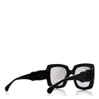 Acetate Calfskin Polarized Square Sunglasses 5474-Q Black