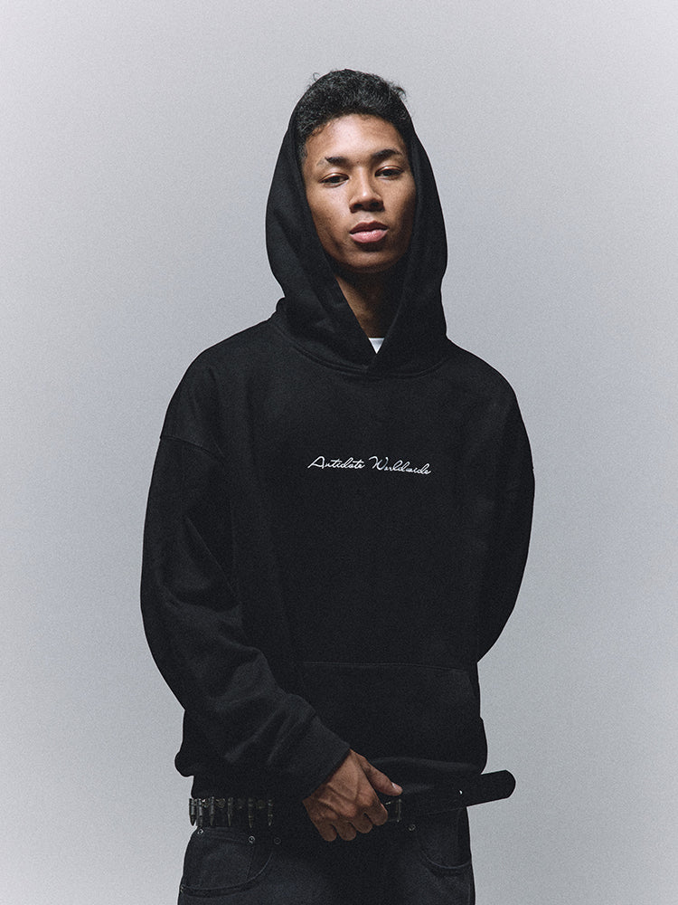 ANTIDOTE Patchwork Leather Embroidered Hoodie