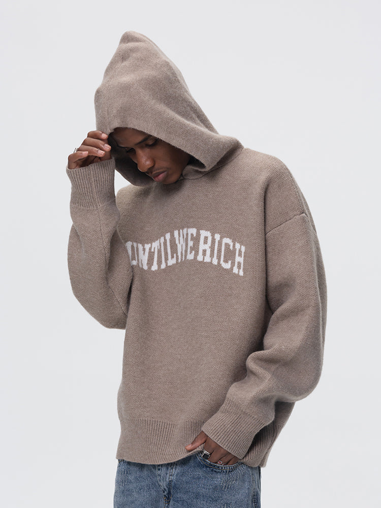 UNTILWERICH Jacquard Hooded Knit Sweater