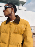 MEDM Corduroy Lapel Color Blocking Down Jacket