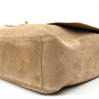 Suede Calfskin Souplissimo Maxi Flap Dark Beige