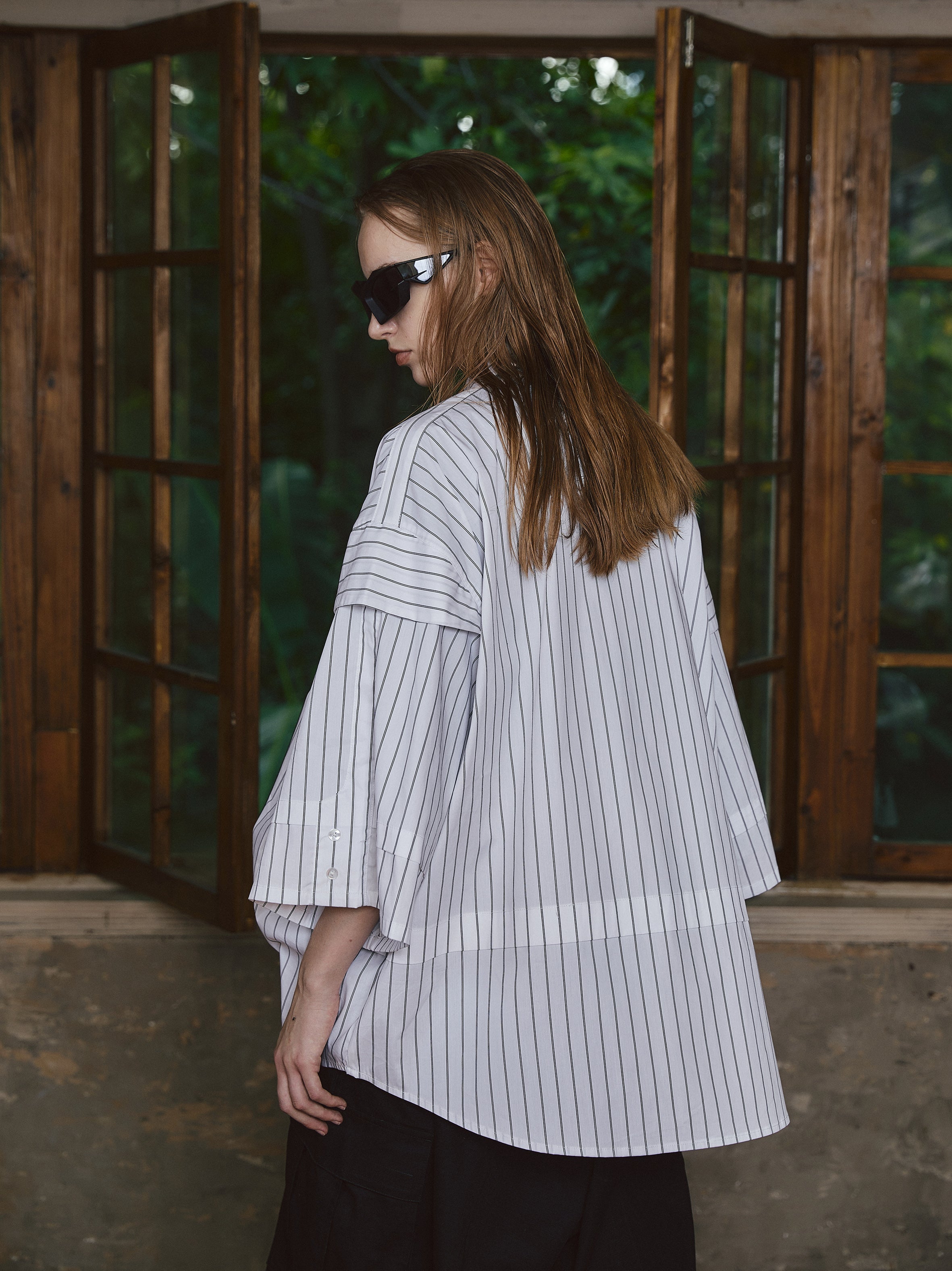STEEPC Stripe Deconstructed Classic Drop Shoulder Shirt