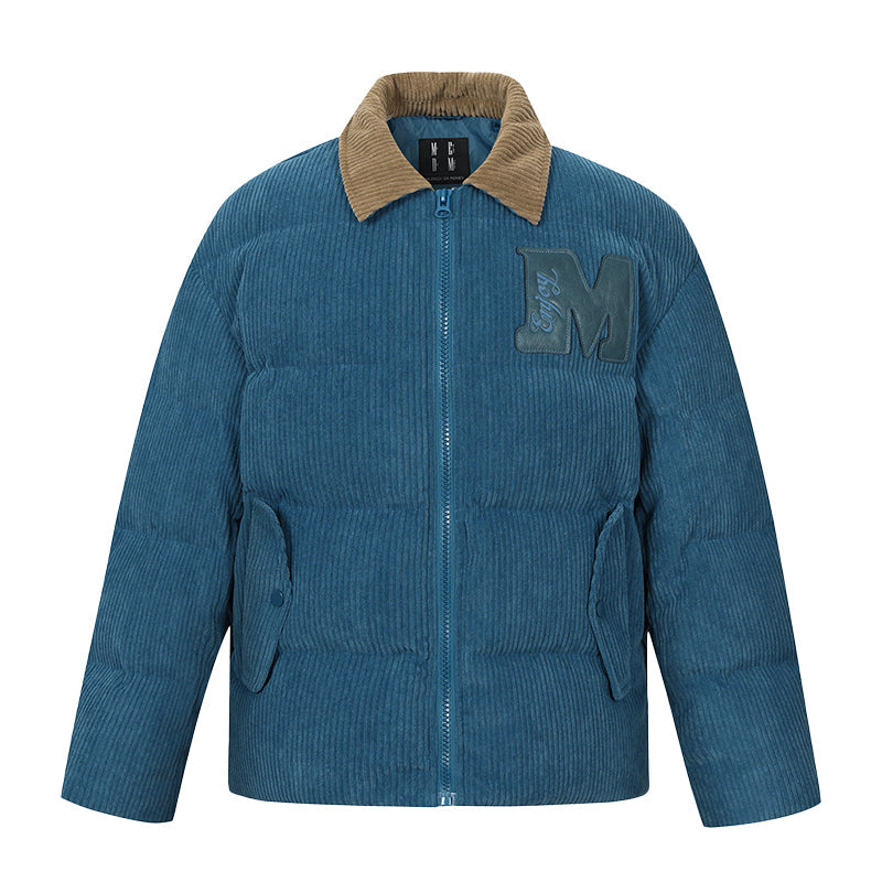 MEDM Corduroy Lapel Color Blocking Down Jacket