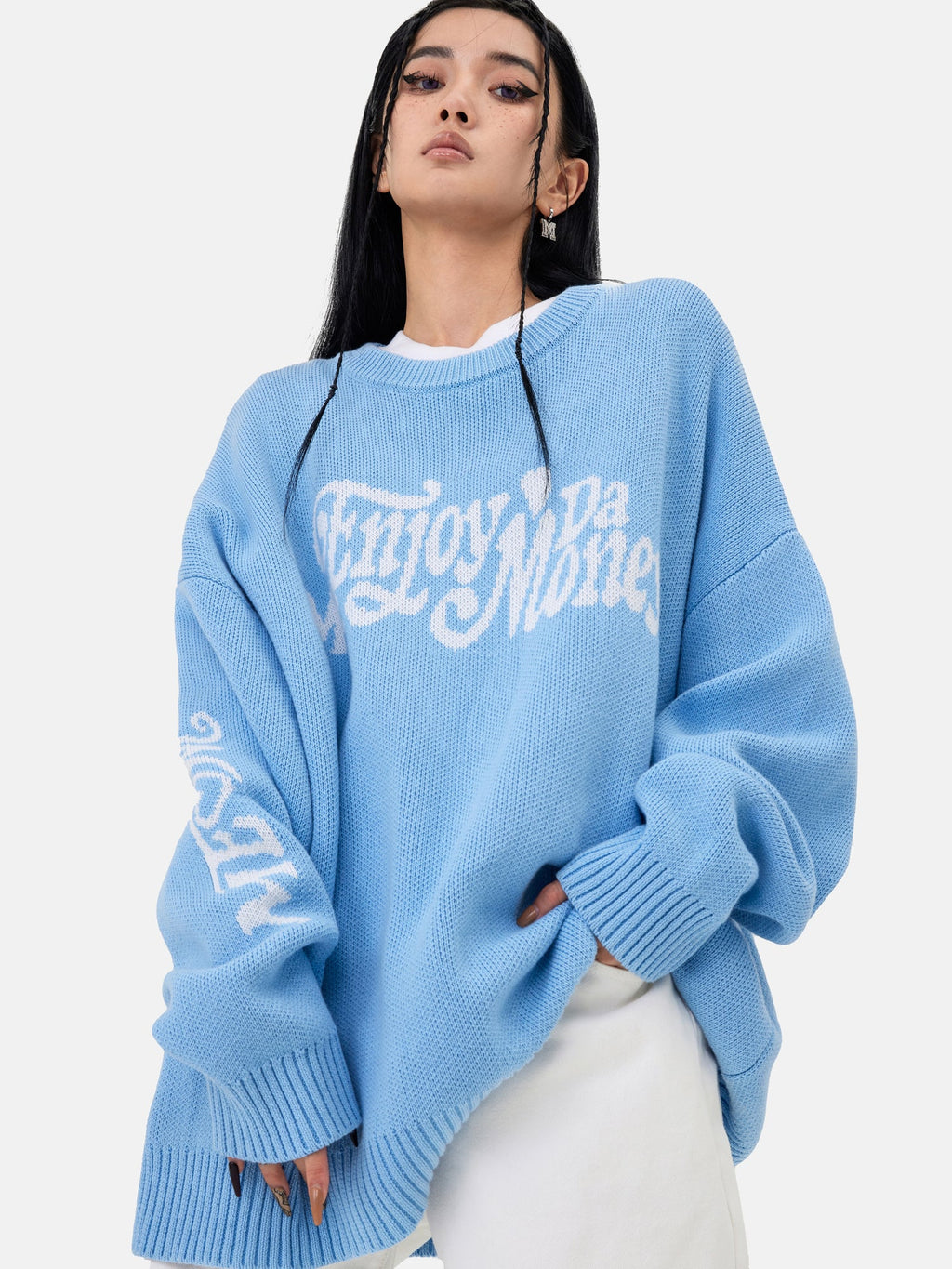 MEDM Flower Font Logo Knit Sweater