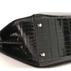 Shiny Porosus Crocodile Kelly Sellier 35 Graphite