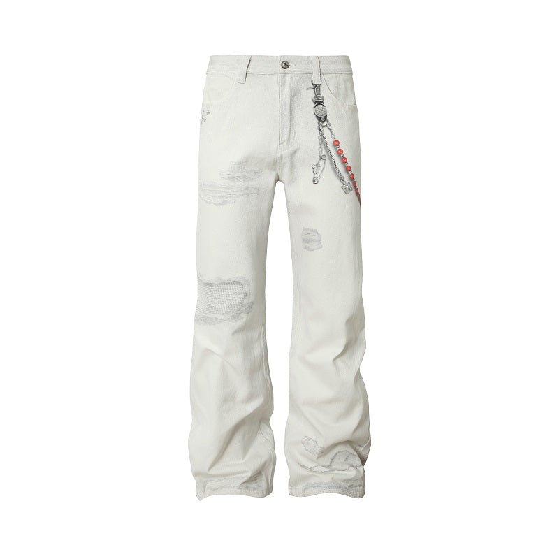 YADcrew Chain Embossed Print Jeans