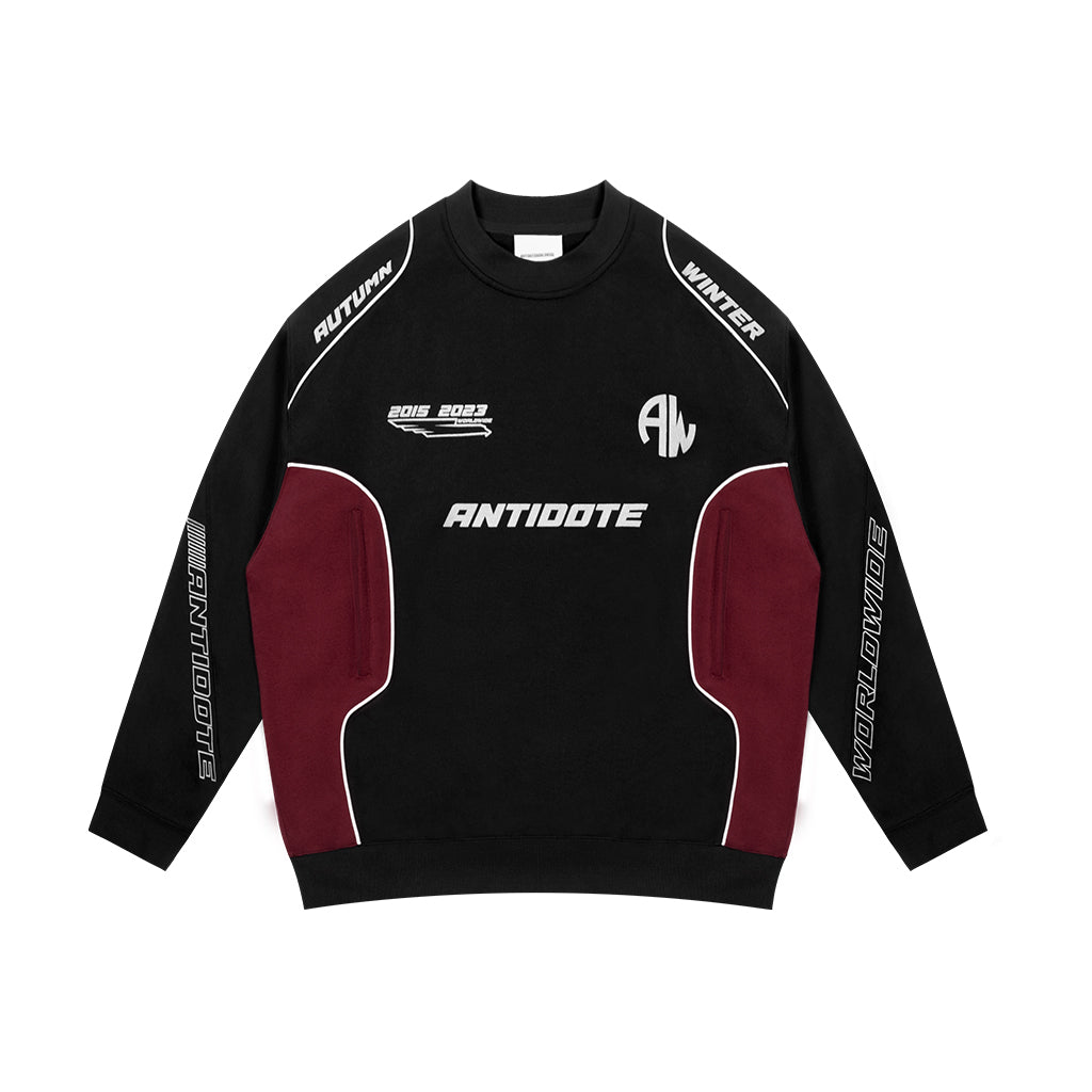 ANTIDOTE Print Patchwork Racing Sweatshirt