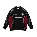 ANTIDOTE Print Patchwork Racing Sweatshirt