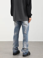 F3F Select Washed And Worn Out Hole Flared Jeans