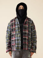EVILKNIGHT(EK) Color Blocking Plaid Long Sleeve Shirt